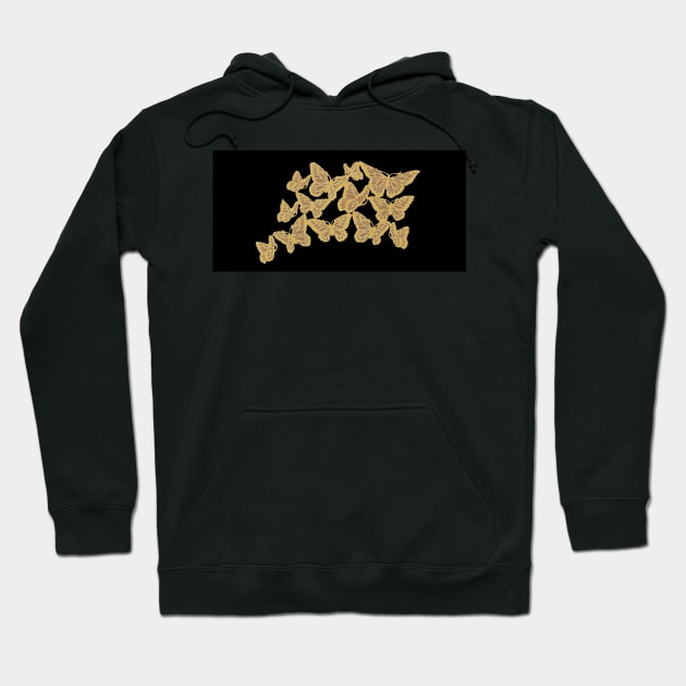 Gold Butterflies 5 - Black Hoodie by AmazingCorn